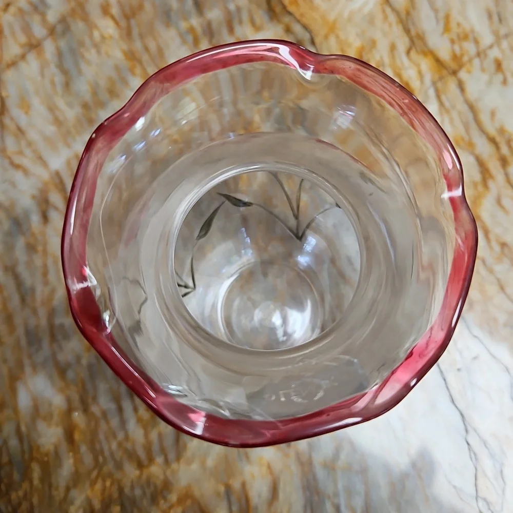 LENOX Elegant Glass Vase with Red Floral Design